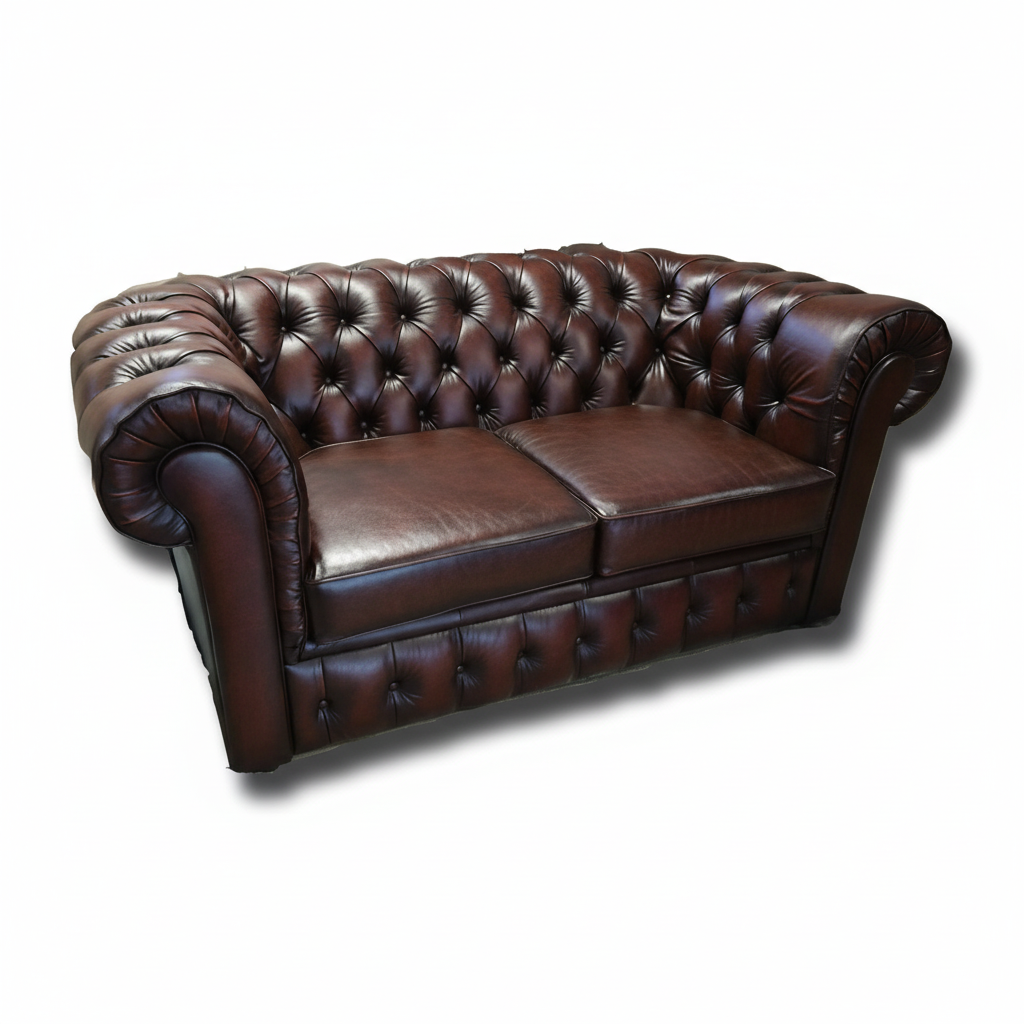 Chesterfield 2-istuttava tumma ruskea nahka